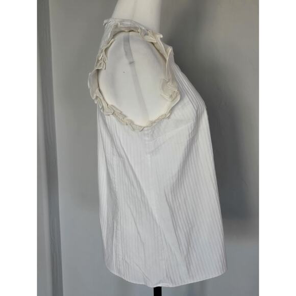 Coach 1941 Studded Cottagecore Boho White Sleeveless Ruffled Arm Blouse Sz 8 - Picture 6 of 8